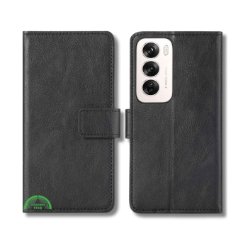 Bookcase Oppo Reno 12 5G Zwart Stijlvolle Bescherming