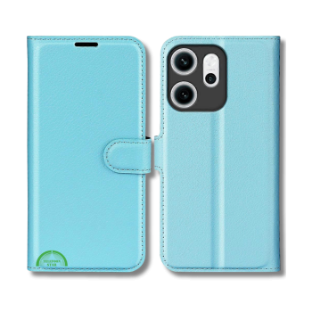 Hoesje voor Oppo Reno 14F Lichtblauwe Bookcase Premium kunstleer volledig