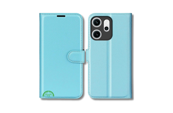 Hoesje voor Oppo Reno 14F Lichtblauwe Bookcase Premium kunstleer volledig