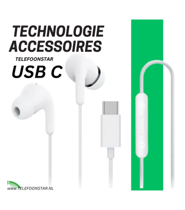 Oordopjes Kraakhelder Geluid en Perfecte Pasvorm Witte Type-C In-Ear