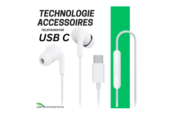 Oordopjes Kraakhelder Geluid en Perfecte Pasvorm Witte Type-C In-Ear