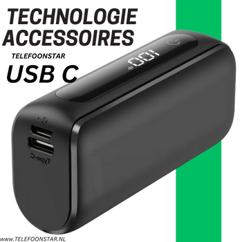 Telefoonstar PocketCharge 5000 – Compacte Powerbank met USB & Type-C