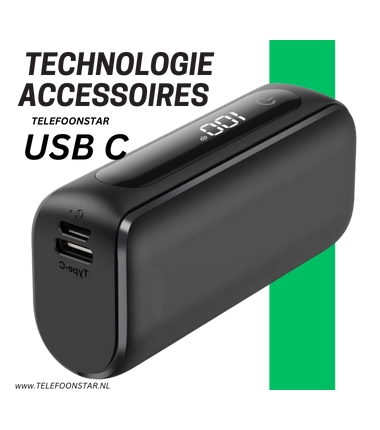 Telefoonstar PocketCharge 5000 – Compacte Powerbank met USB & Type-C