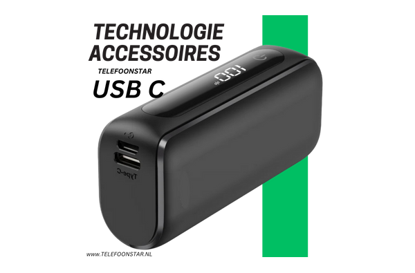 Telefoonstar PocketCharge 5000 – Compacte Powerbank met USB & Type-C