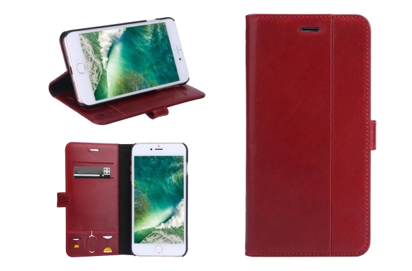 iPhone 7 / 8 Plus Genuine Leather Hoesje Zakelijke Uitstraling - Rood