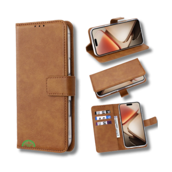 Hoesje Xiaomi 15 Bruin Lederen Look Met Pasjeshouder & Kickstand