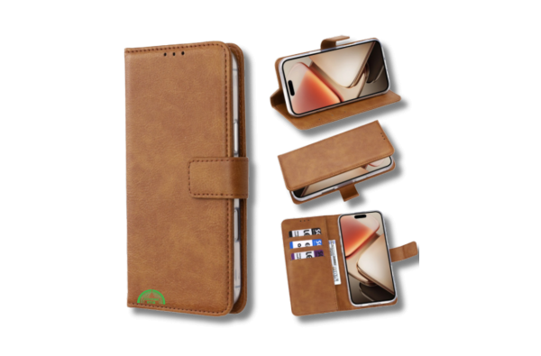 Hoesje Xiaomi 15 Bruin Lederen Look Met Pasjeshouder & Kickstand