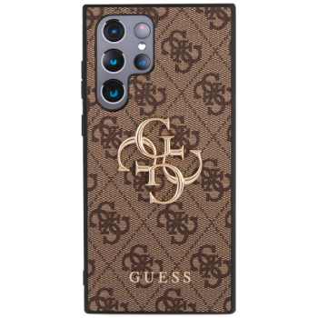 Samsung Galaxy S23 Ultra Hoesje Guess Bruin met Goud