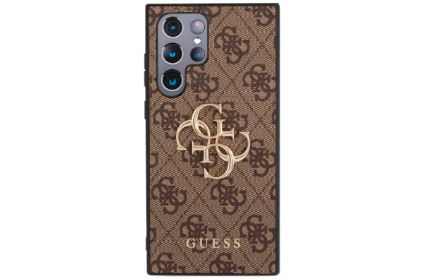 Samsung Galaxy S23 Ultra Hoesje Guess Bruin met Goud