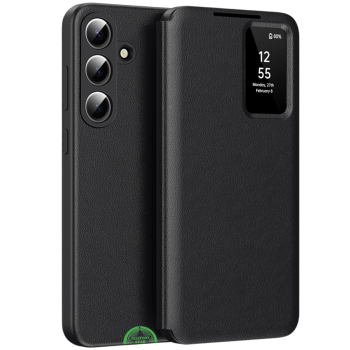 Samsung Galaxy S26 Plus Elite View Bookcase Hoesje Zwart Smart Window Cover met Kaarthouder