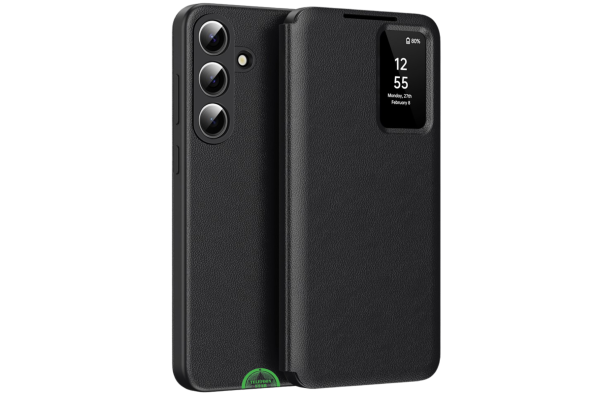 Samsung Galaxy S26 Plus Elite View Bookcase Hoesje Zwart Smart Window Cover met Kaarthouder