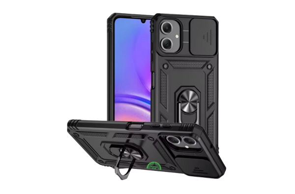 Hoesje voor Samsung Galaxy A07 Zwart Armor Ring Kickstand Case, Slank