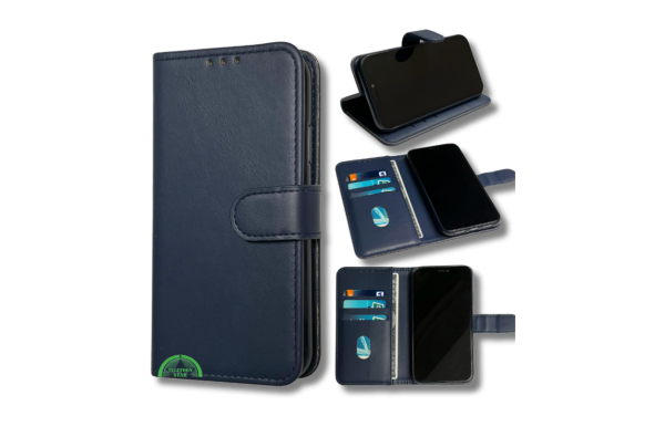 Hoesje voor Samsung Xcover 7 Donker blauw Bookcase Slim Leren met Pasjeshouder