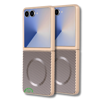 Samsung Galaxy Z Flip 7 Magnetic Carbon Fiber MagSafe Hoesje Goud