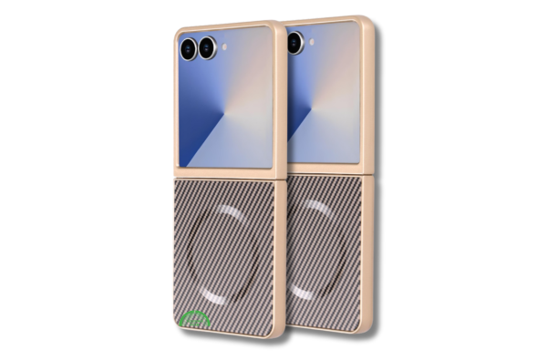 Samsung Galaxy Z Flip 7 Magnetic Carbon Fiber MagSafe Hoesje Goud