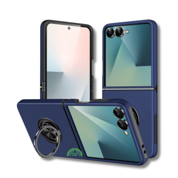 Samsung Galaxy Z Flip 7 Anti-Drop Ring Armor Hoesje Blauw