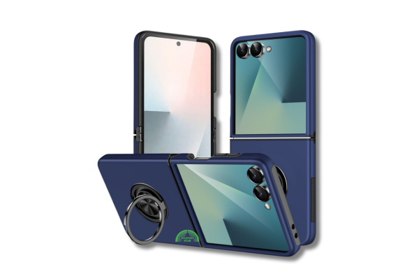 Samsung Galaxy Z Flip 7 Anti-Drop Ring Armor Hoesje Blauw