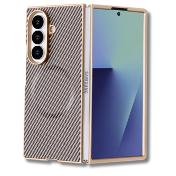  Samsung Galaxy Z Fold 7 Magnetic Carbon Fiber MagSafe Hoesje Goud