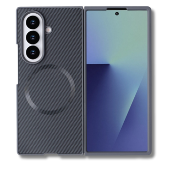 Samsung Galaxy Z Fold 7 Magnetic Carbon Fiber MagSafe Hoesje Grijs