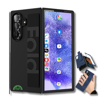Samsung Galaxy Z Fold 7 Armor Hoesje Met Elastische Handgreep Zwart