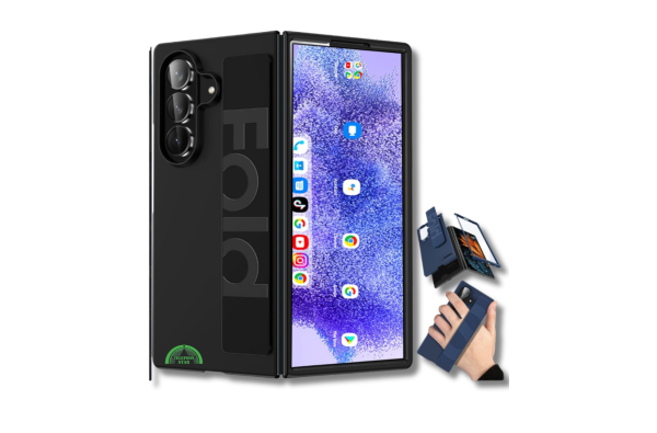 Samsung Galaxy Z Fold 7 Armor Hoesje Met Elastische Handgreep Zwart