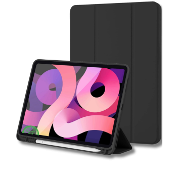 Hoesje voor iPad A16(2025)/iPad 2022 (10.9 inch 10e Gen) Zwart Silicone Smart Cover Met Pen Slot