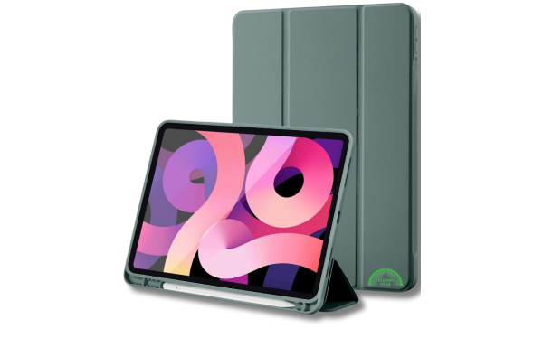 Hoesje voor iPad A16(2025)/iPad 2022 (10.9 inch 10e Gen) Groen Silicone Smart Cover Met Pen Slot