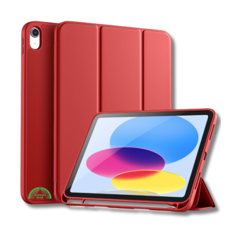 Hoesje voor iPad A16(2025)/iPad 2022 (10.9 inch 10e Gen) Rood Silicone Smart Cover Met Pen Slot