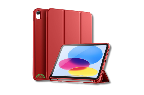 Hoesje voor iPad A16(2025)/iPad 2022 (10.9 inch 10e Gen) Rood Silicone Smart Cover Met Pen Slot