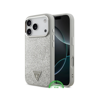 Guess iPhone 17 Pro Max Hoesje met MagSafe – Zilveren Glitter Luxe Bescherming