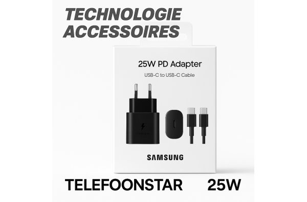Samsung Adapter (25W PD) met kabel USB-C to USB-C Zwart