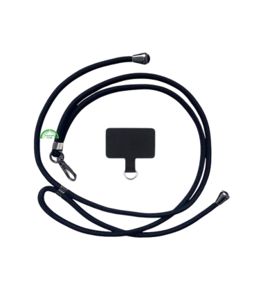 Universeel Telefoonkoord Zwart &ndash; Verstelbaar met Bevestigingsplaatje