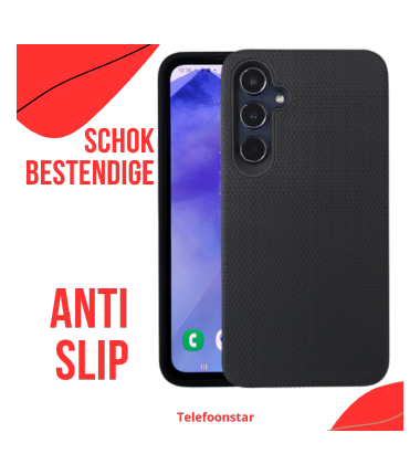 Samsung Galaxy S25 Edge Hoesje Zwart Schokbestendige Anti Slip Backcover