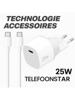25W Snellader met USB-C naar USB-C Kabel &ndash; Compacte Oplader