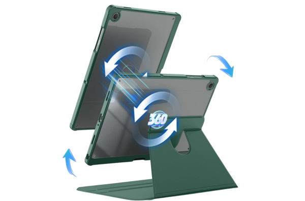 Samsung Galaxy Tab A11 Transparante Acryl Smart Cover Groen met 360&deg; Standfunctie