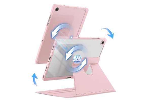 Samsung Galaxy Tab A11 360&deg; Standfunctie Transparante Acryl Smart Cover Roze