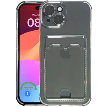 iPhone 15 Hoesje met Pasjeshouder – Transparant & Valbestendig