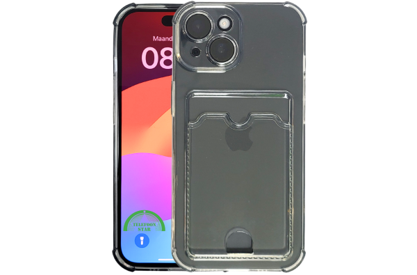 iPhone 15 Hoesje met Pasjeshouder – Transparant & Valbestendig