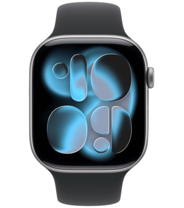 Apple Watch Series 11 42mm Zwart (Zwarte Rubberen Band M/L)