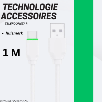 USB-A naar USB-C Kabel – Snelladen tot 18W – 1 Meter – Stevig & Snel