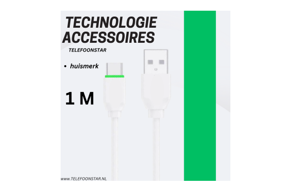 USB-A naar USB-C Kabel – Snelladen tot 18W – 1 Meter – Stevig & Snel
