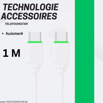 USB-C naar USB-C Kabel – Snel Opladen tot 60W – Data & Power – Stevig & Flexibel – 1 Meter