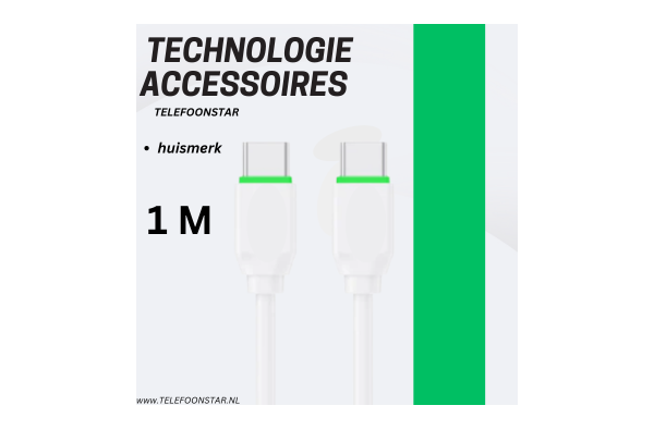 USB-C naar USB-C Kabel – Snel Opladen tot 60W – Data & Power – Stevig & Flexibel – 1 Meter