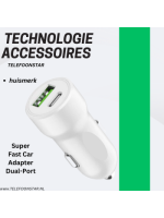 USB-C + USB-A Autolader &ndash; Snellader voor in de Auto &ndash; 2 Poorten &ndash; Compact & Krachtig