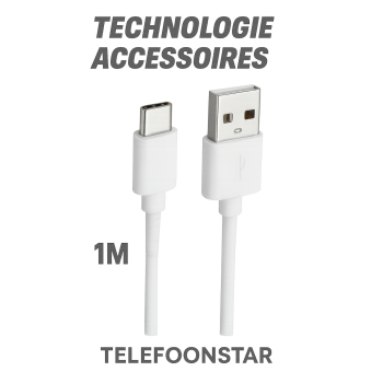 USB to Type C Kabel Snel lader (1m) Wit - Snel opladen - Geschikt voor alle smartphones