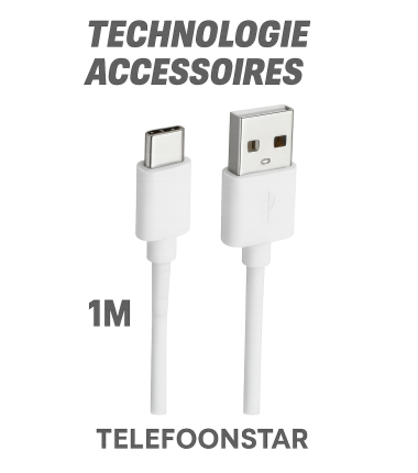 USB to Type C Kabel Snel lader (1m) Wit - Snel opladen - Geschikt voor alle smartphones
