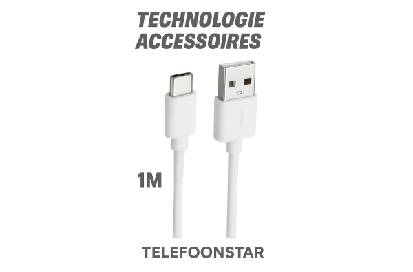 USB to Type C Kabel Snel lader (1m) Wit - Snel opladen - Geschikt voor alle smartphones