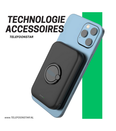 Telefoonstar PowerGrip 5000 &ndash; Draadloze Magnetische Powerbank met USB-C | Voor Smartphones & Tablets