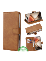 Hoesje Xiaomi Redmi 15 5G Bruin Bookcase Antislip leerlook, ligt stevig