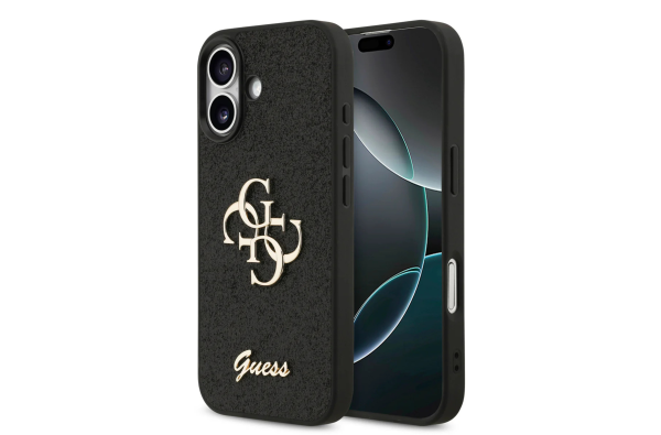 Guess Zwart Glitter Hoesje – met Gouden Logo & Stijlvolle Bescherming